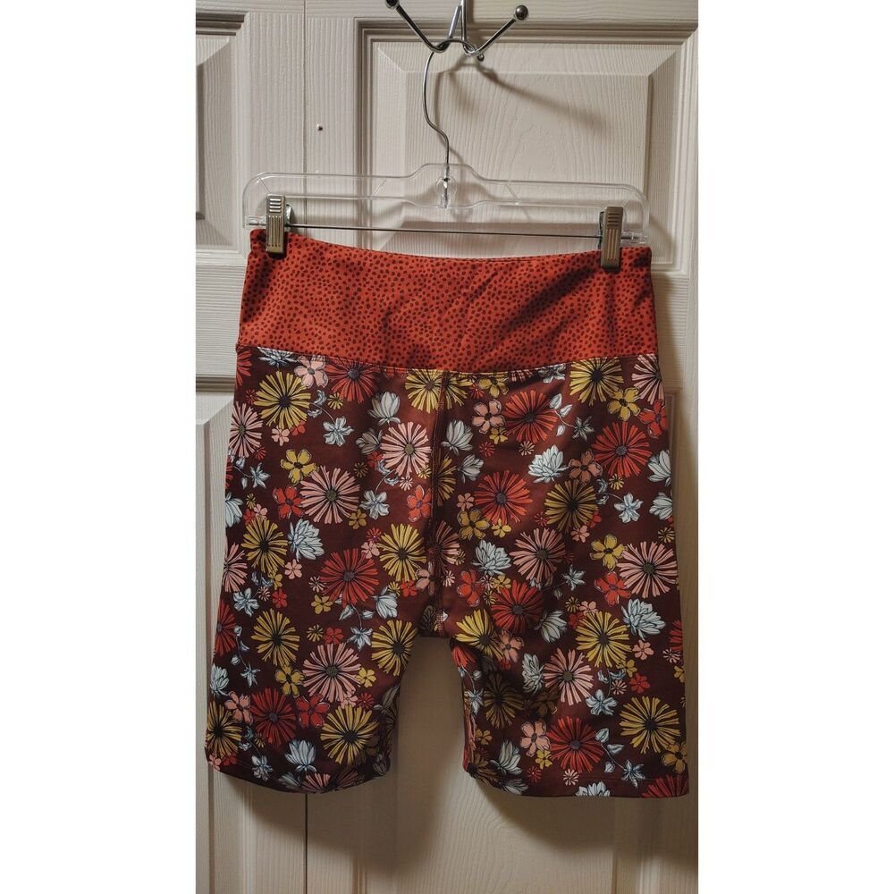 Nanette Lepore Play High-Waisted Floral Biker Shorts Size Large